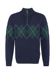 Barbour® Blue Hartfield Quarter Zip Jumper - Image 7 of 7