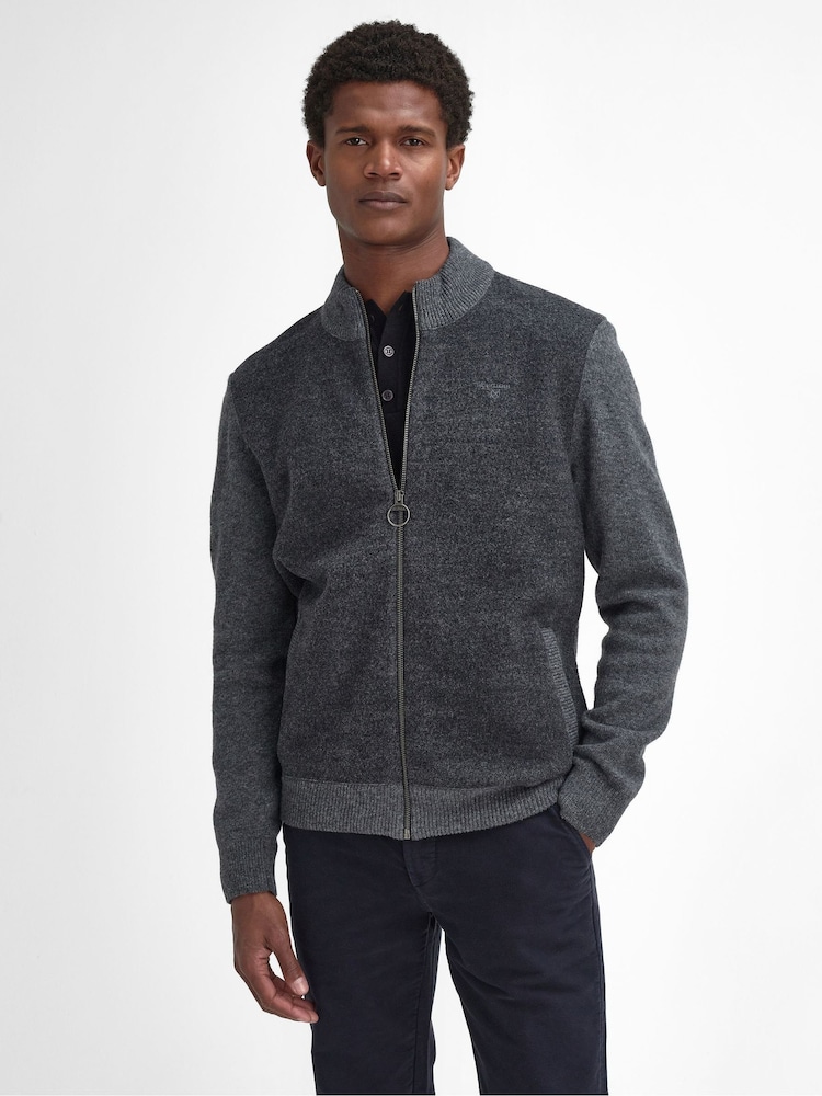 Barbour® Grey Balwen Zip Knitted Jumper - Image 1 of 6 Barbour® Grey Balwen Zip Knitted Jumper - Image 1 of 6