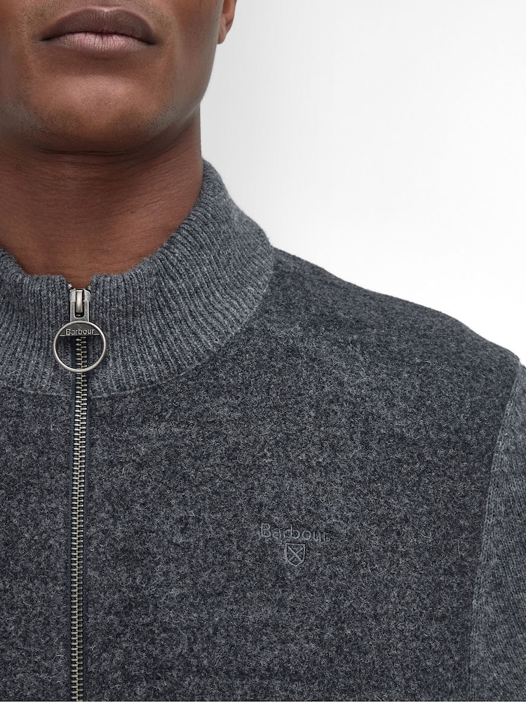 Barbour® Grey Balwen Zip Knitted Jumper - Image 6 of 6 Barbour® Grey Balwen Zip Knitted Jumper - Image 6 of 6
