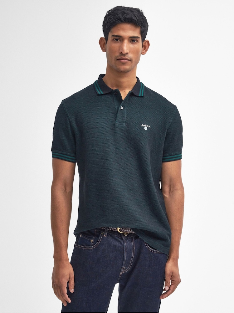 Barbour® Black Haverton 100% Cotton Polo Shirt - Image 1 of 5
