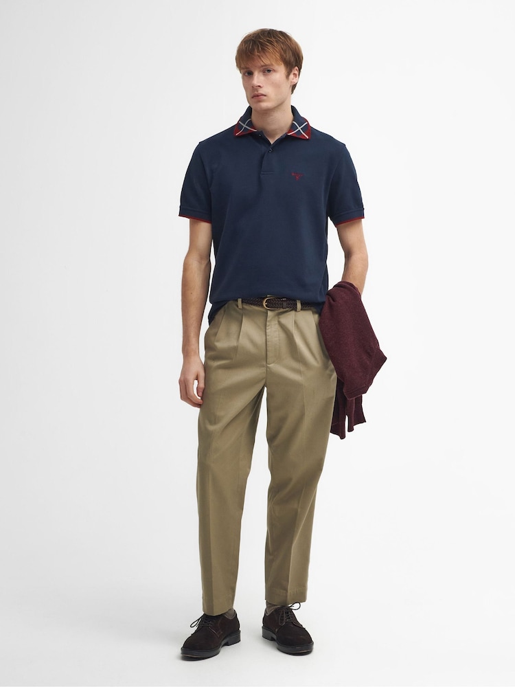 Barbour® Blue Brodie Polo Shirt 100% Cotton - Image 2 of 5