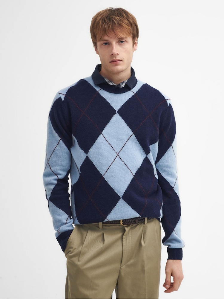 Barbour® Blue Sutherwell Crew Jumper - Image 1 of 5 Barbour® Blue Sutherwell Crew Jumper - Image 1 of 5