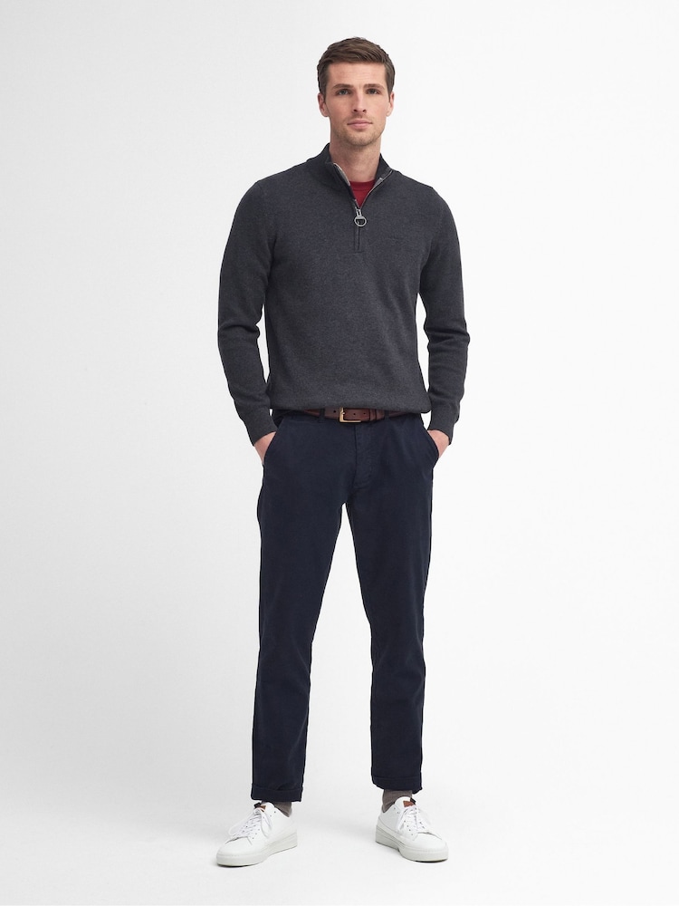 Barbour® Grey Quarter Zip Knit 100% Cotton Jumper - Image 2 of 5