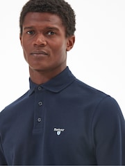 Barbour® Blue Firbank Long Sleeves Pol 100% Cotton Polo Shirt - Image 3 of 4