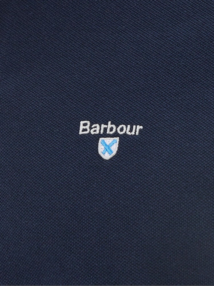 Barbour® Blue Firbank Long Sleeves Pol 100% Cotton Polo Shirt - Image 4 of 4