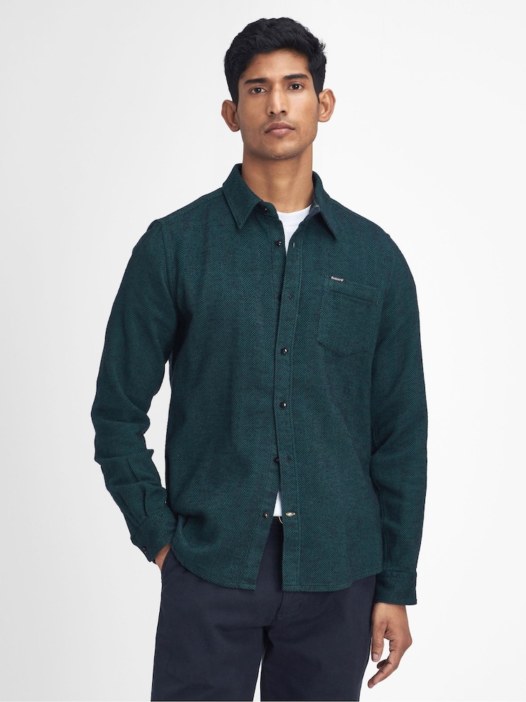 Barbour® Green Robertson Long Sleeves 100% Cotton Shirt - Image 1 of 5