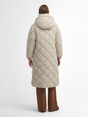 Barbour® Cream Kirkton Longline 100% Cotton Diamond Quilt Puffer Coat - Image 3 of 6