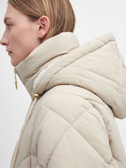 Barbour® Cream Kirkton Longline 100% Cotton Diamond Quilt Puffer Coat - Image 6 of 6
