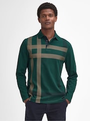 Barbour® Green Blaine Long Sleeves 100% Cotton Polo Shirt - Image 1 of 5