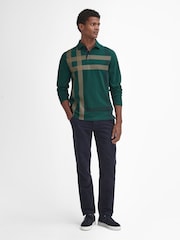 Barbour® Green Blaine Long Sleeves 100% Cotton Polo Shirt - Image 2 of 5