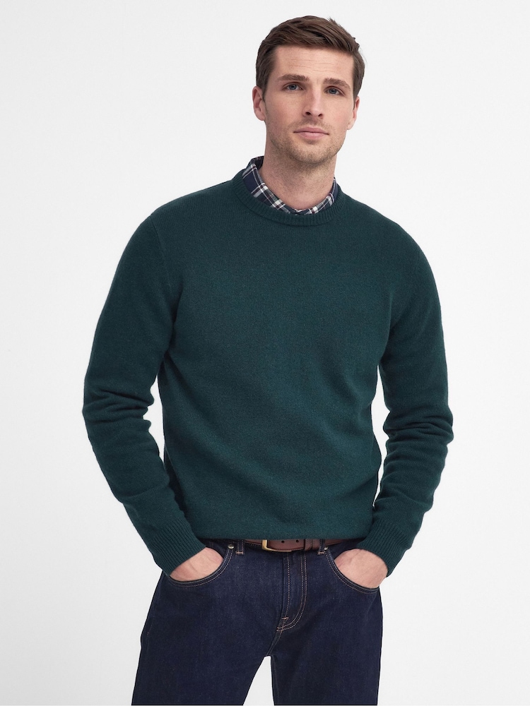 Barbour® Green Essential Patch Crew Jumper - Image 1 of 5 Barbour® Green Essential Patch Crew Jumper - Image 1 of 5