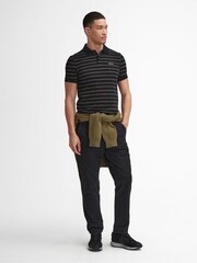 Barbour® International Montague Stripe 100% Cotton Black Polo Shirt - Image 3 of 5