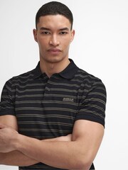 Barbour® International Montague Stripe 100% Cotton Black Polo Shirt - Image 4 of 5