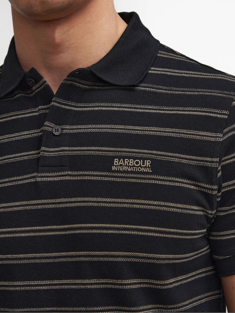 Barbour® International Montague Stripe 100% Cotton Black Polo Shirt - Image 5 of 5 Barbour® International Montague Stripe 100% Cotton Black Polo Shirt - Image 5 of 5