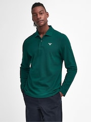 Barbour® Green Original Long Sleeves 100% Cotton Polo Shirt - Image 1 of 5
