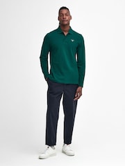 Barbour® Green Original Long Sleeves 100% Cotton Polo Shirt - Image 3 of 5