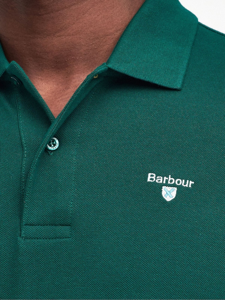 Barbour® Green Original Long Sleeves 100% Cotton Polo Shirt - Image 5 of 5