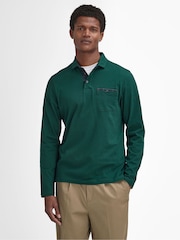 Barbour® Green Long Sleeves Corpatch 100% Cotton Polo Shirt - Image 1 of 5