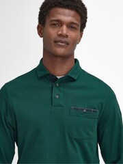 Barbour® Green Long Sleeves Corpatch 100% Cotton Polo Shirt - Image 4 of 5