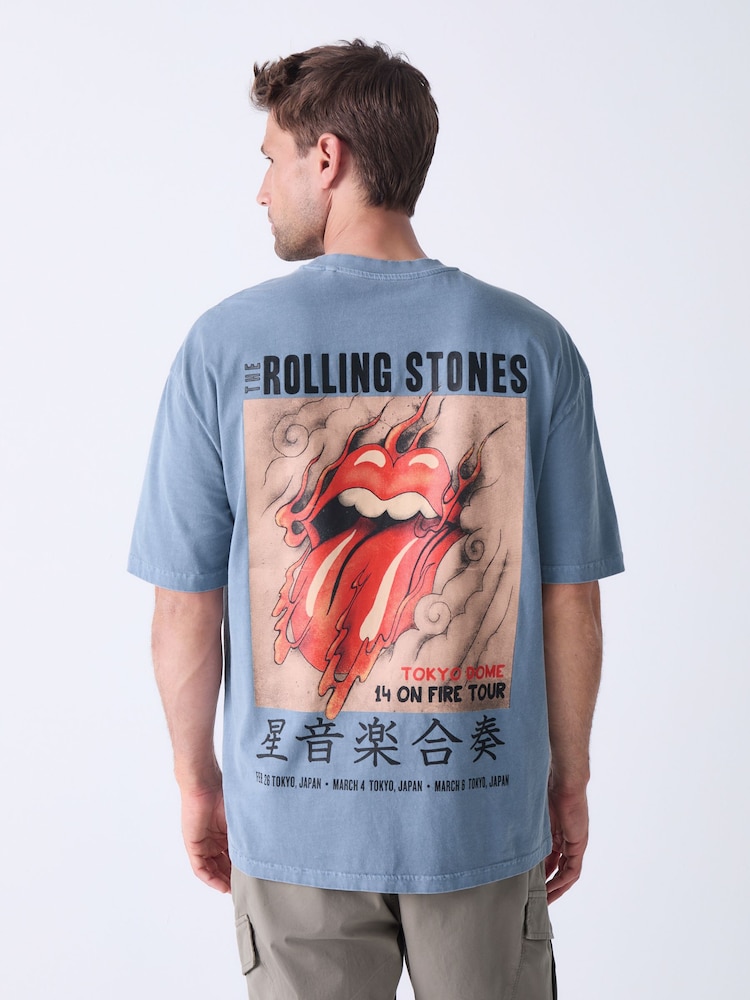 Rolling Stones azuis - Ajuste regular - Camiseta com estampa gráfica de banda - Imagem 1 de 9
