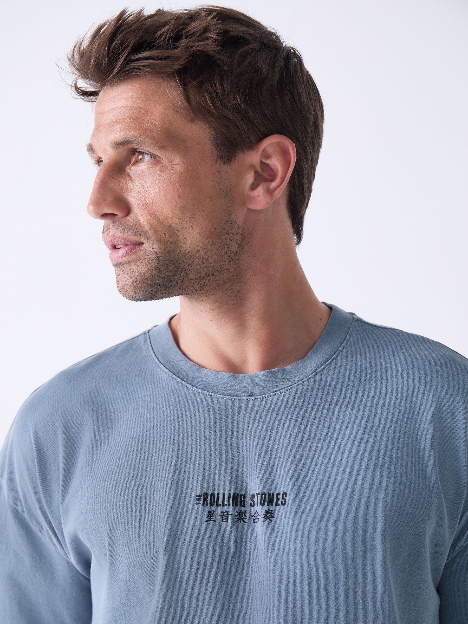 Buy Blue Rolling Stones Regular Fit Band Graphic Print T-Shirt