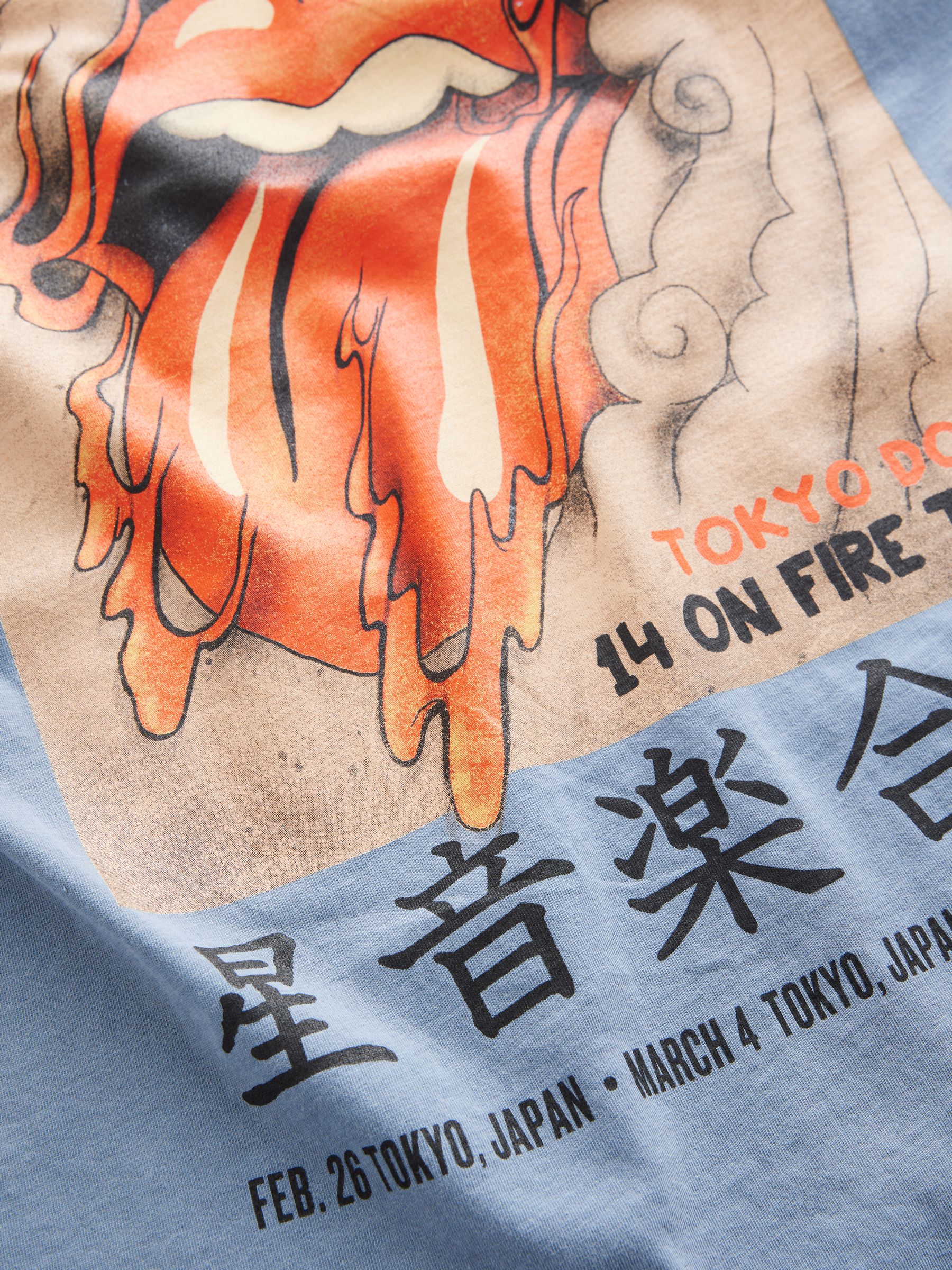 Buy Blue Rolling Stones Regular Fit Band Graphic Print T-Shirt