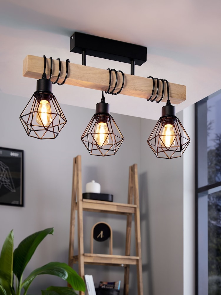 Eglo Black Townshend 5 Caged Ceiling Light - Image 1 of 5