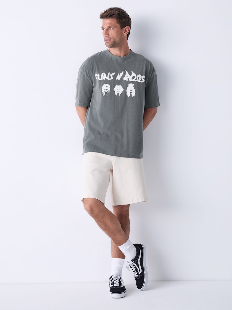 Grey Guns N' Roses Relaxed Fit Band Graphic Print T-Shirt - Image 2 of 8