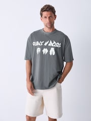 Grey Guns N' Roses Relaxed Fit Band Graphic Print T-Shirt - Image 3 of 8