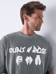 Grey Guns N' Roses Relaxed Fit Band Graphic Print T-Shirt - Image 4 of 8