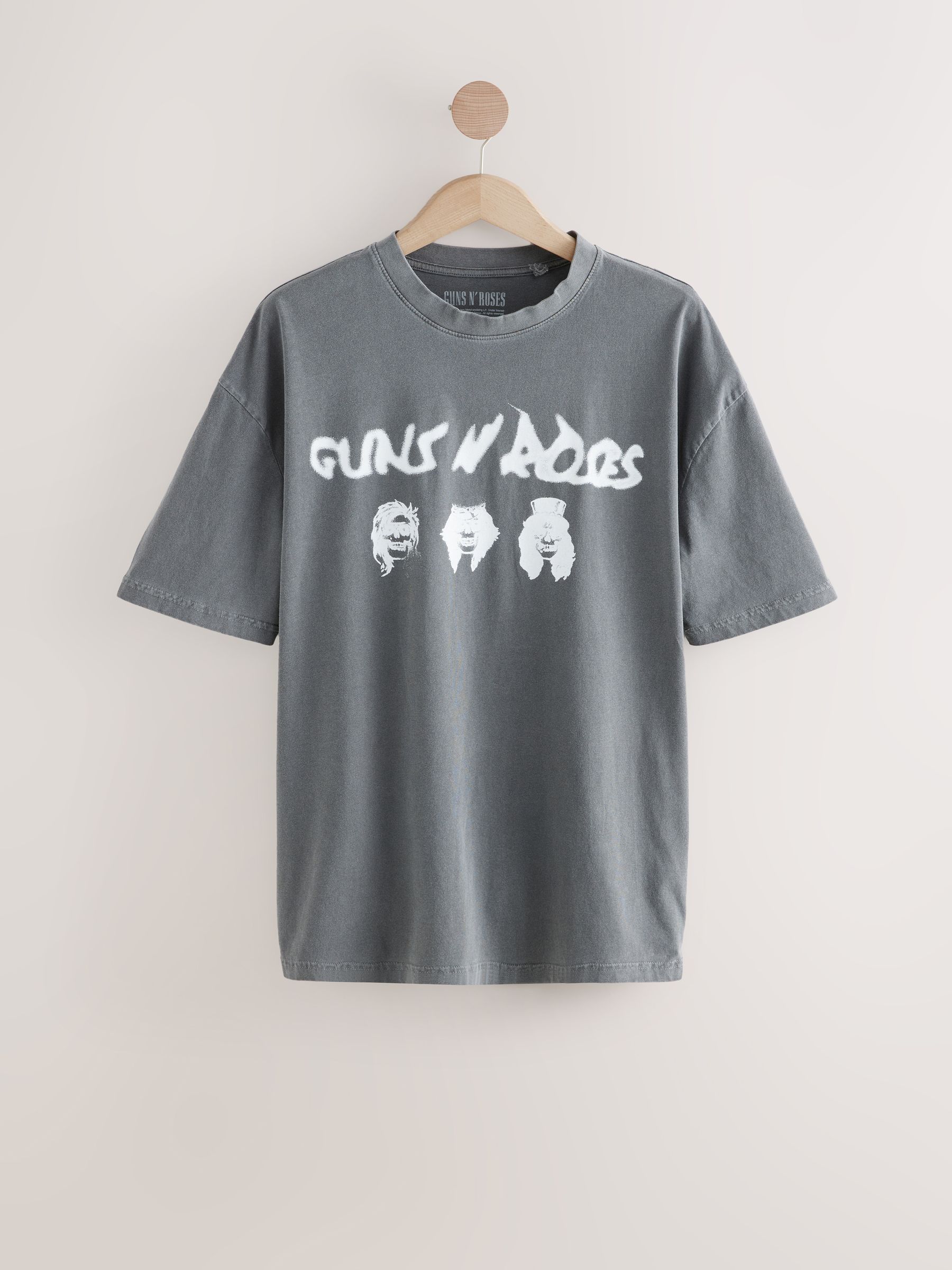 Buy Grey Guns N' Roses Relaxed Fit Band Graphic Print T-Shirt from