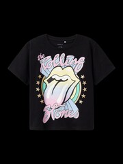 Name It Black Rolling Stones Short Sleeve 100% Cotton T-Shirt - Image 3 of 3