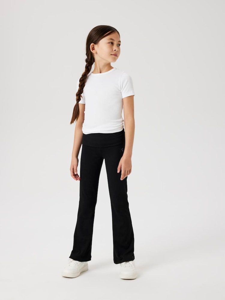 Name It Black Kids Girl fold over Flared Jersey Jeans - Image 2 of 3