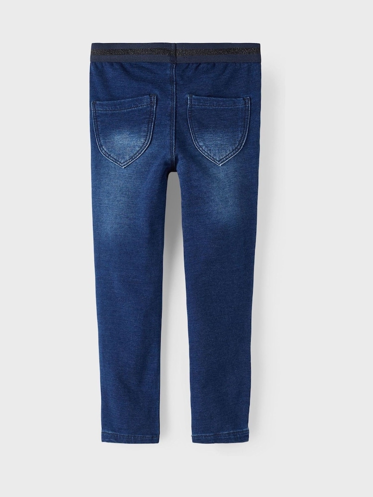 Name It Blue Slim Fit Jeans With Glitter Waistband - Image 4 of 5