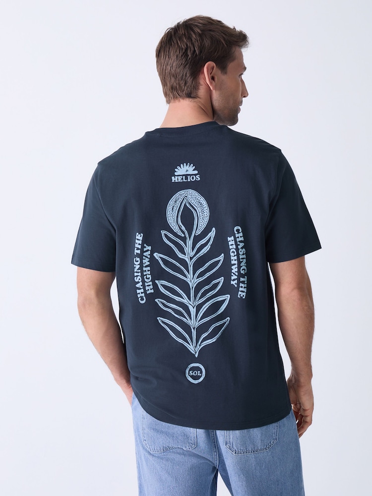 Navy Leaf Regular Fit Graphic Print T-Shirt - Image 1 of 8 Navy Leaf Regular Fit Graphic Print T-Shirt - Image 1 of 8