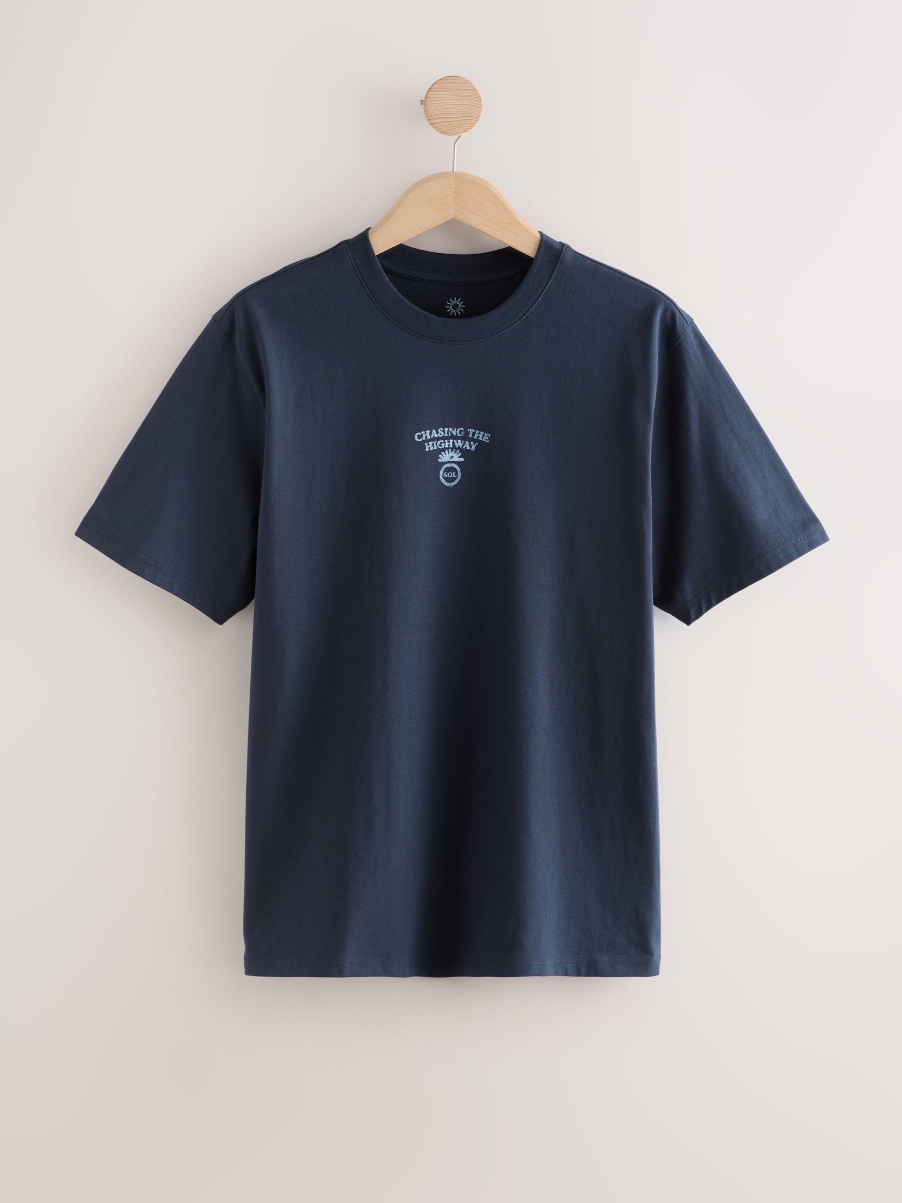 Buy Navy Leaf Regular Fit Graphic Print T-Shirt from Next Netherlands