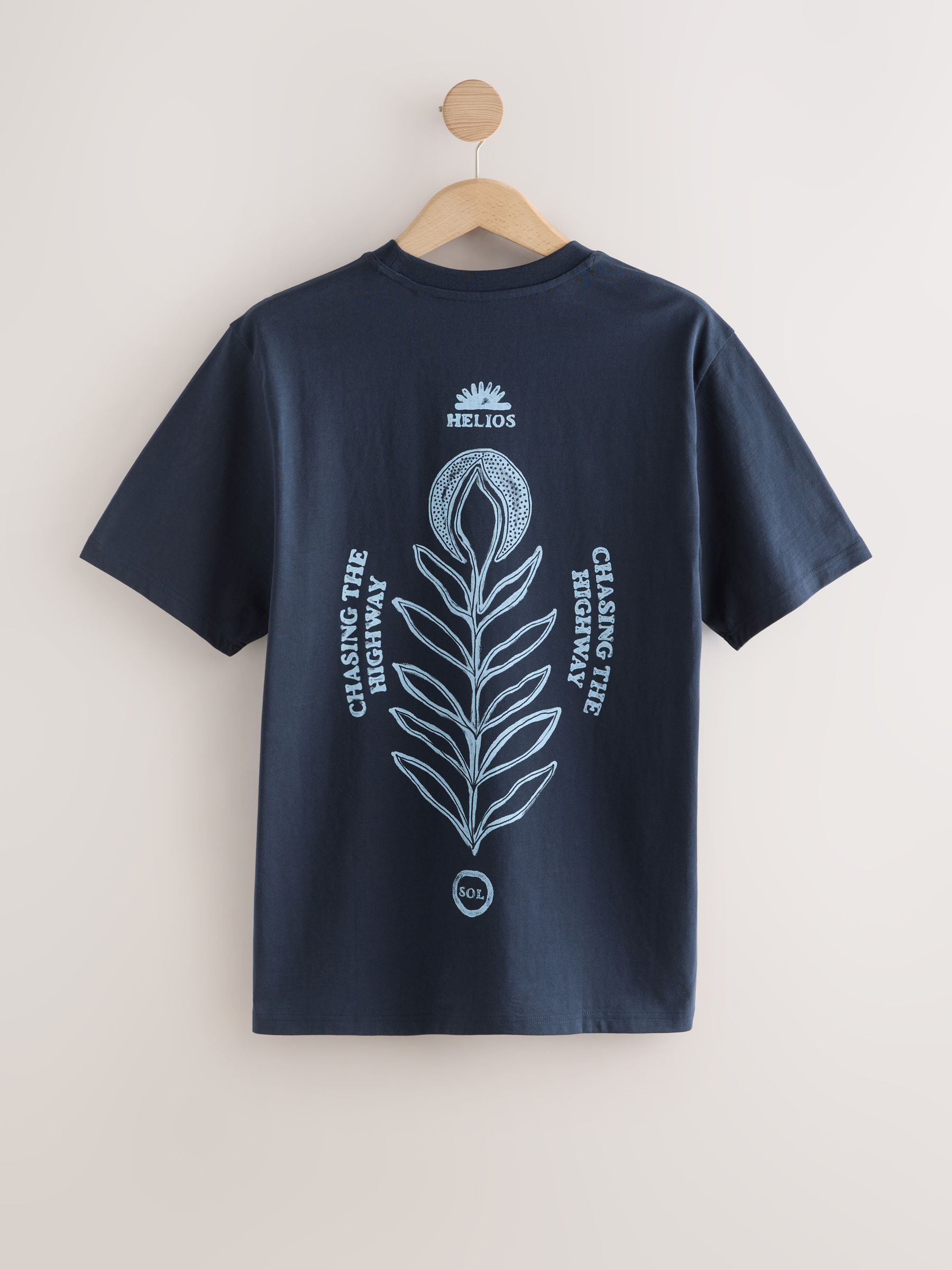 Buy Navy Leaf Regular Fit Graphic Print T-Shirt from Next Netherlands