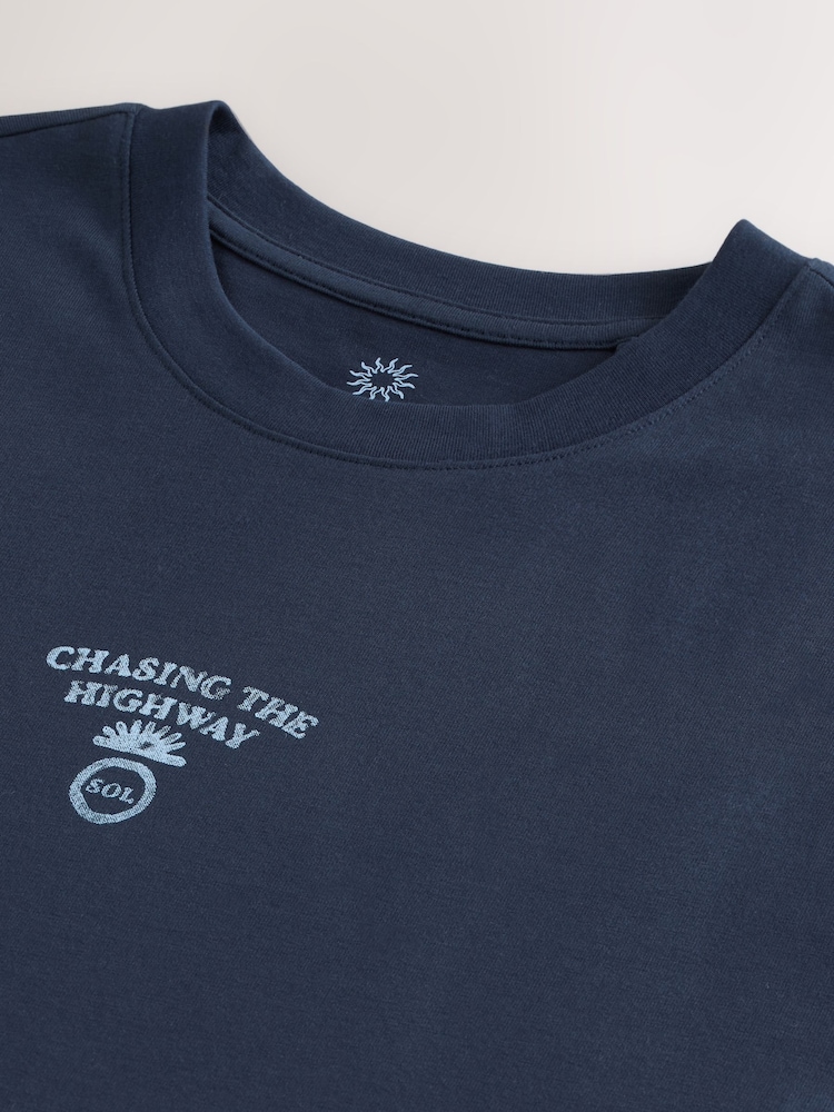 Folha da Marinha - Ajuste regular - Camiseta com estampa gráfica - Imagem 8 de 8