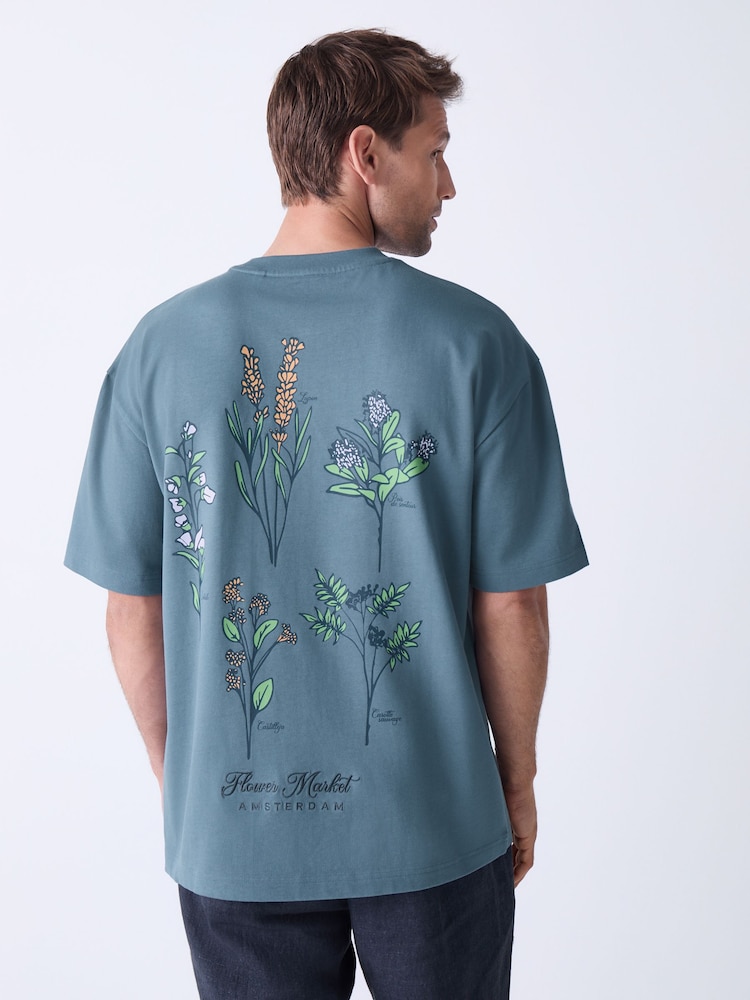 Blue Relaxed Fit Graphic Print T-Shirt - Image 1 of 11
