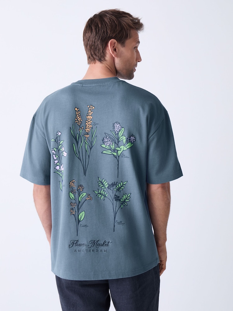 Blue Relaxed Fit Graphic Print T-Shirt - Image 1 of 12 Blue Relaxed Fit Graphic Print T-Shirt - Image 1 of 12