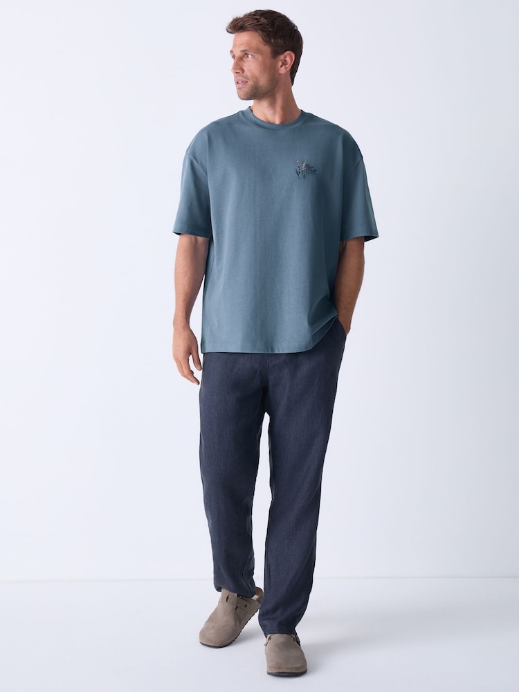 Blue Relaxed Fit Graphic Print T-Shirt - Image 2 of 12 Blue Relaxed Fit Graphic Print T-Shirt - Image 2 of 12