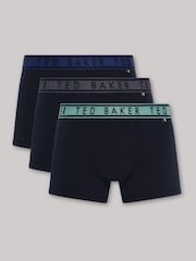 Ted Baker Blue Cotton Trunk 3 Pack - Image 1 of 9
