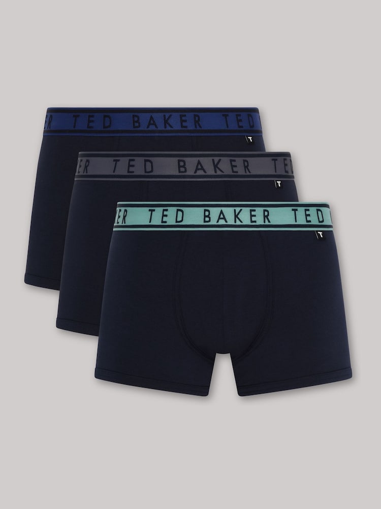Ted Baker Blue Cotton Trunk 3 Pack - Image 1 of 9