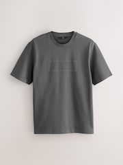 Slate Grey Embroidery Logo Graphic Print T-Shirt - Image 1 of 4