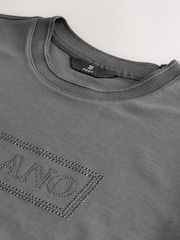 Slate Grey Embroidery Logo Graphic Print T-Shirt - Image 3 of 4