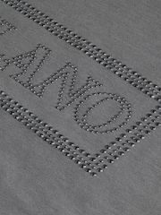 Slate Grey Embroidery Logo Graphic Print T-Shirt - Image 4 of 4