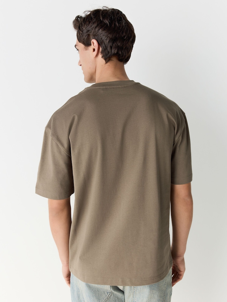 Neutral Mushroom Relaxed Fit Graphic Print Heavy Weight T-Shirt - Image 2 of 3