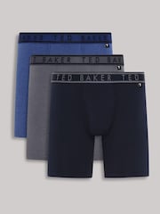 Ted Baker Blue Cotton Boxers 3 Pack - Image 1 of 10