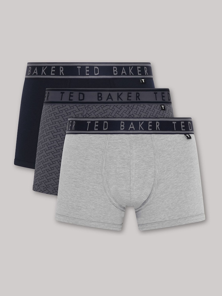 Ted Baker Blue Cotton Trunk 3 Pack - Image 1 of 10