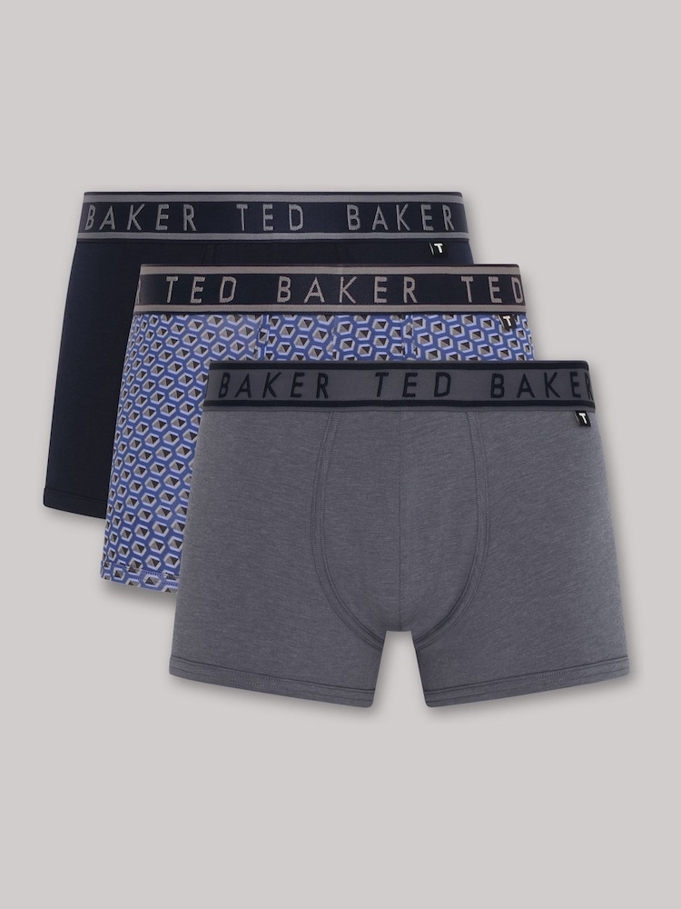 Ted Baker Blue Cotton Trunk 3 Pack - Image 1 of 1